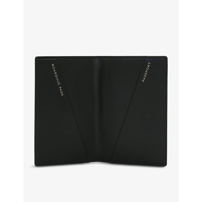 Shop Smythson Panama 2022 Grained-leather Passport Cover In Black