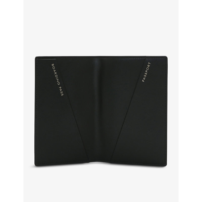 Smythson Panama 2022 Grained-leather Passport Cover In Black