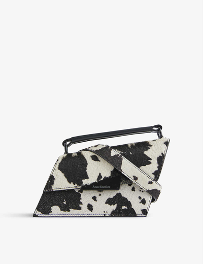 Shop Acne Studios Distortion Mini Animal-pattern Leather Cross-body Bag In White/black