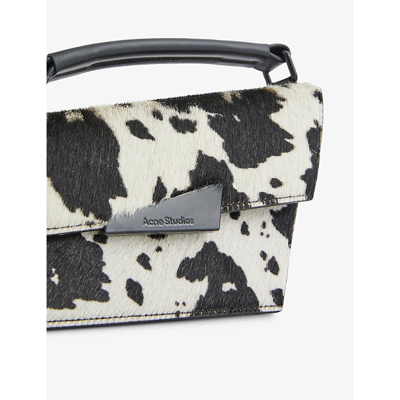 Shop Acne Studios Distortion Mini Animal-pattern Leather Cross-body Bag In White/black