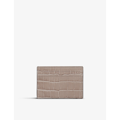 Shop Smythson Women's Taupe Brown Mara Croc-embossed Leather Card Holder