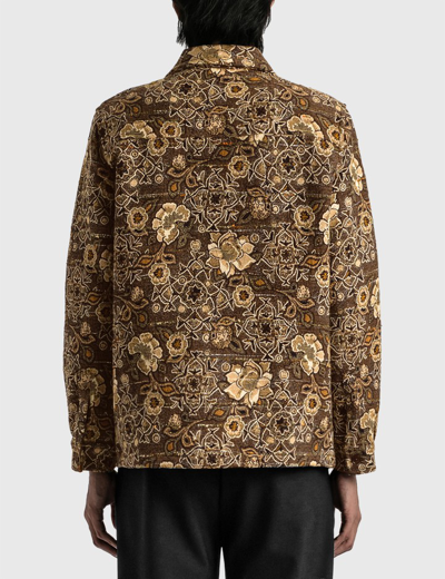 Sunflower Flower Printed Shirt Jacket In Brown | ModeSens