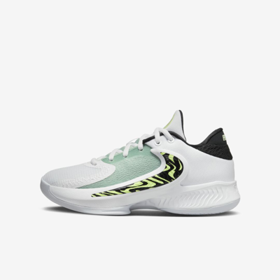 Shop Nike Giannis Freak 4 Big Kids' Basketball Shoes In White,black,barely Volt,white