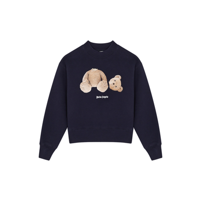 Shop Palm Angels Kids Navy Bear-print Cotton Sweatshirt (4-10 Years) In Navy & Other