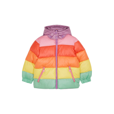 Shop Stella Mccartney Kids Rainbow Striped Quilted Shell Jacket In Multicoloured