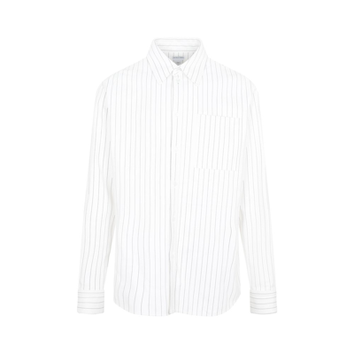 Shop Bottega Veneta Printed Leather Pinstripe Shirt In White
