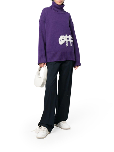 Shop Off-white Logo-appliqué Oversized Jumper In Pink & Purple