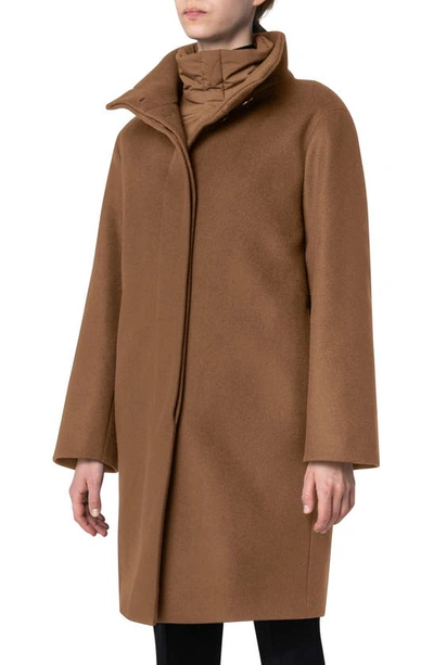 Akris Punto 2-in-1 Quilted & Wool Blend Car Coat In 043 Malt