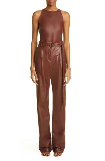 Shop Lapointe Belted Faux Leather Pants In Mahogany