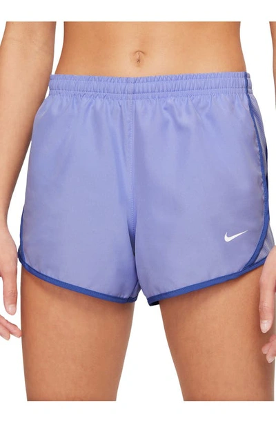 Shop Nike Kids' Dry Tempo Running Shorts In Light Thistle/ Lapis/ White