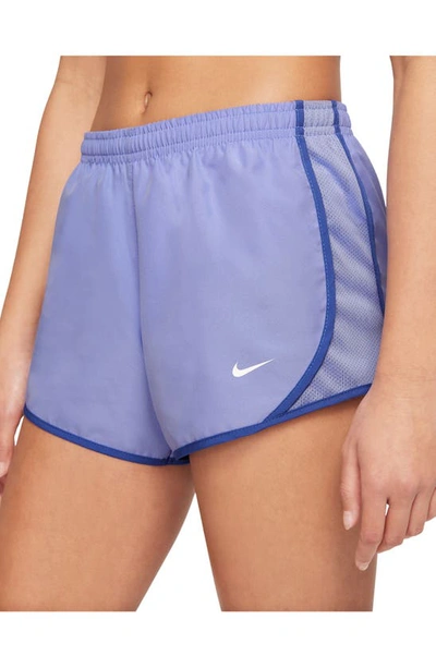Shop Nike Kids' Dry Tempo Running Shorts In Light Thistle/ Lapis/ White