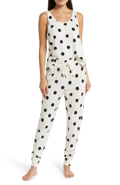 Shop Ugg Elsey Tie Waist Lounge Pants In White/ Black Dot