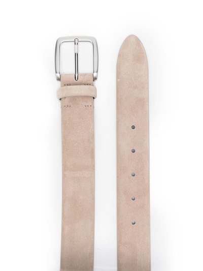Moorer Textured Buckled Belt In Neutrals