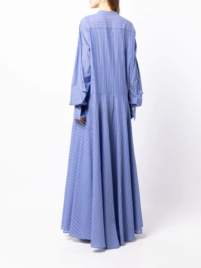 Shop Palmer Harding Long-sleeve Pinstripe Dress In Blue