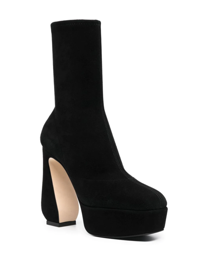 Shop Si Rossi Sculpted-heel Platform Ankle Boots In Black