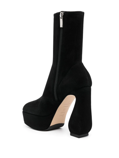 Shop Si Rossi Sculpted-heel Platform Ankle Boots In Black