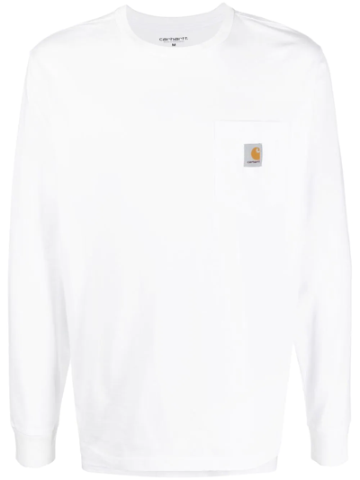 Carhartt Work In Progress Nelson Logo Patch Sweatshirt In White