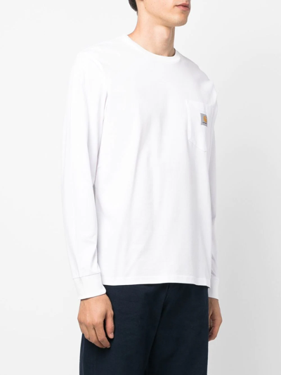 Carhartt Work In Progress Nelson Logo Patch Sweatshirt In White