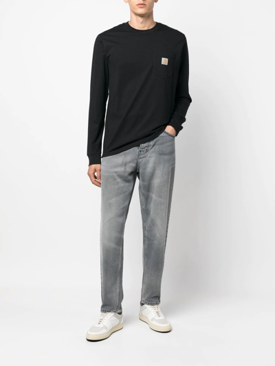 Carhartt Wip Mens Black Pocket Brand-patch Cotton-jersey Sweatshirt In Black