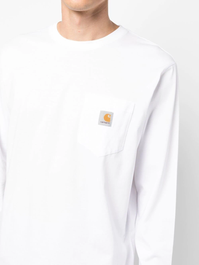 Carhartt Work In Progress Nelson Logo Patch Sweatshirt In White