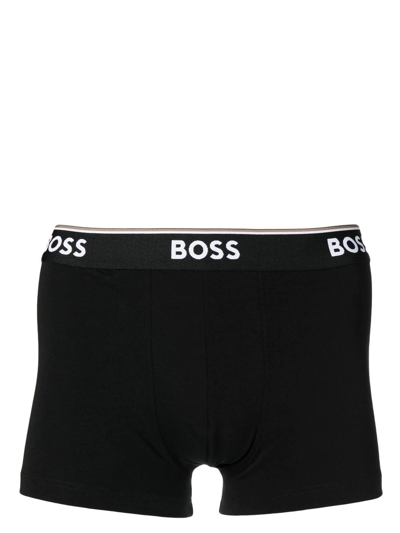 Shop Hugo Boss Pack-of-three Logo-waistband Boxer Briefs In Black