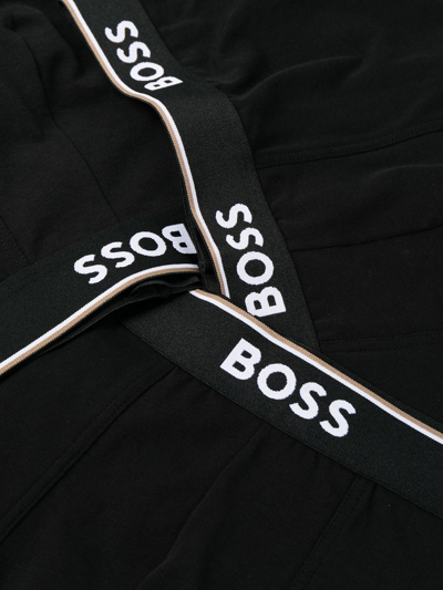 Shop Hugo Boss Pack-of-three Logo-waistband Boxer Briefs In Black