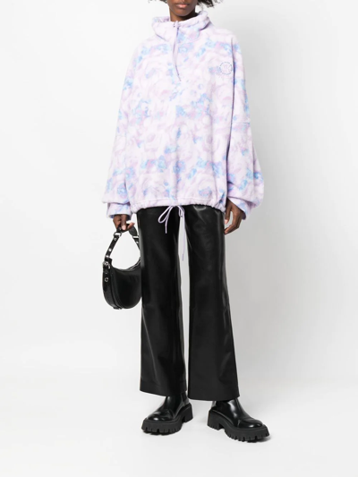 Shop Martine Rose Floral-print Fleece Jumper In Purple