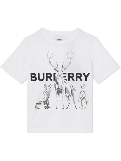 Shop Burberry Animal Kingdom-print T-shirt In White