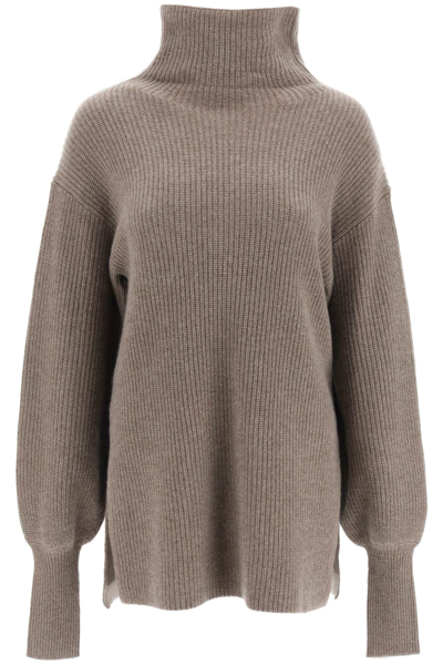 Shop By Malene Birger 'camila' Cashmere High Neck Sweater In Grey