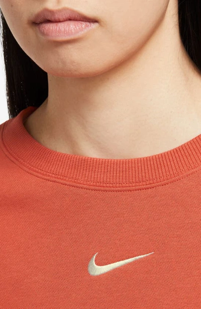 Shop Nike Phoenix Fleece Crewneck Sweatshirt In Mantra Orange/ Sail