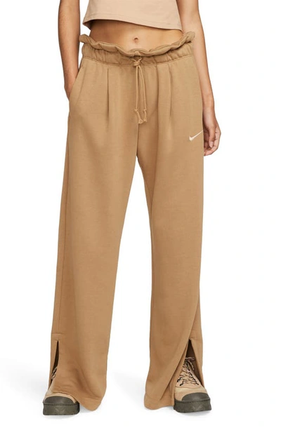 Shop Nike Sportswear Everyday Modern High Waist Fleece Open Hem Sweatpants In Dark Driftwood/ Hemp