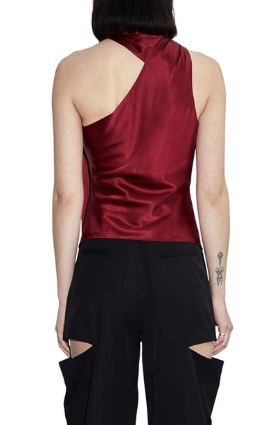 Shop Et Ochs Scarf Neck One-shoulder Stretch Silk Top In Crimson