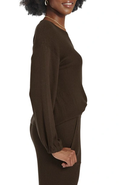 Shop Splendid Georgie Rib Sweater In Chocolate