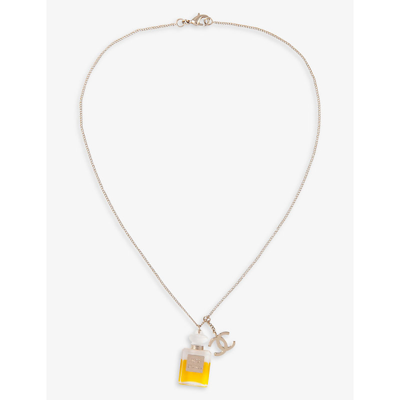 Pre-loved Chanel Yellow Gold-plated Metal And Lucite Pendant Necklace In  Silver