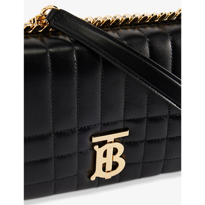 Shop Burberry Womens Black/gold Lola Padded Small Leather Shoulder Bag