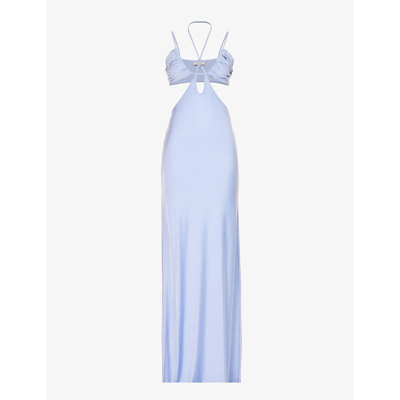 Shop Et Ochs Gloss Cut-out Stretch-woven Maxi Dress In Horizon Blue