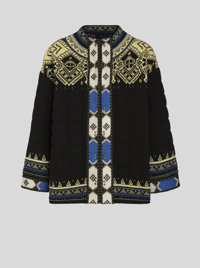 Shop Etro Jacquard Jersey Quilted Jacket In Black