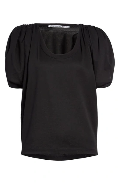 Shop Alexander Wang Draped Shoulder Sleeveless Top In Black