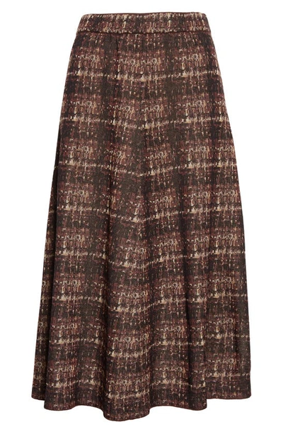 Shop Misook Plaid Knit A-line Midi Skirt In Mahogany Itl Clay Biscotti Blk