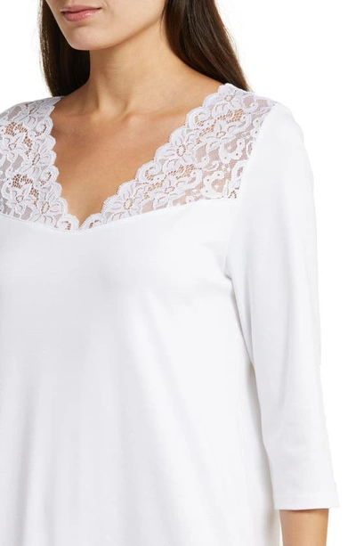 Shop Hanro Moments Lace Trim Nightgown In 101 - White