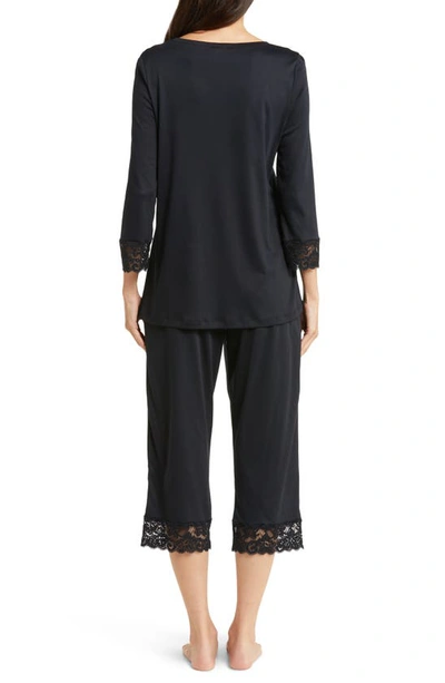 Hanro Moments Lace Trim Crop Pajamas In Black