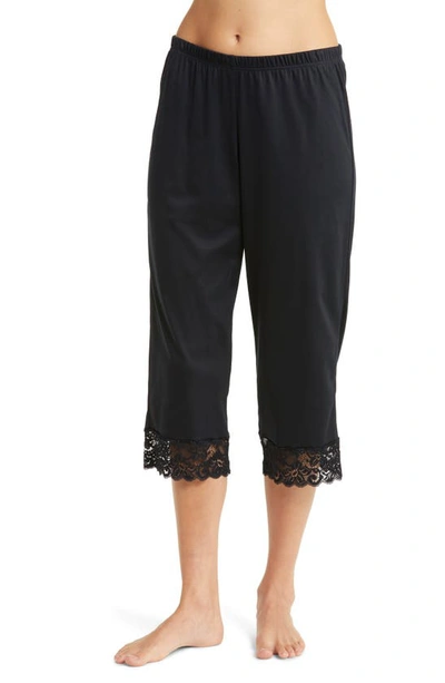 Shop Hanro Moments Lace Trim Crop Pajamas In Black