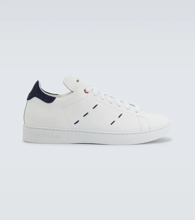 Shop Kiton Stitched Leather Sneakers In 0