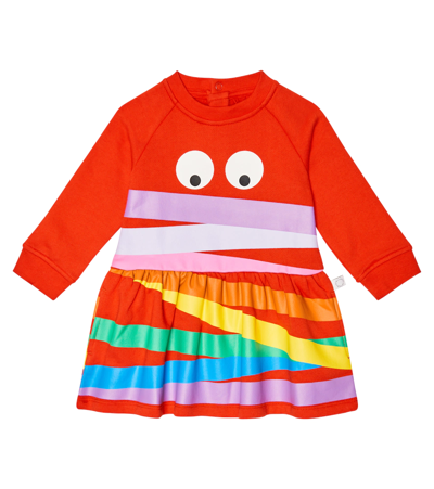 Shop Stella Mccartney Baby Printed Cotton Dress In Rosso