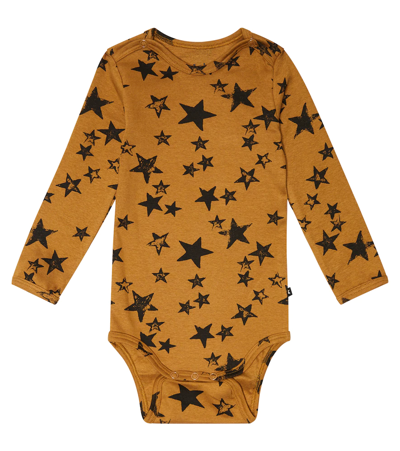 Shop Molo Baby Foss Printed Jersey Onesie In Stars Earthy