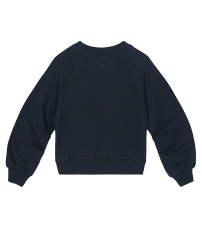 Shop Il Gufo Appliqué Cotton-blend Sweatshirt In Navy Blue/grass Green