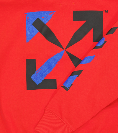 Off-white Printed Cotton Zip-up Hoodie In Red Blue