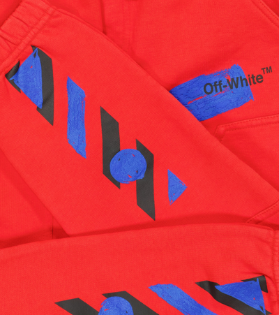 Shop Off-white Printed Cotton Sweatpants In Red Blue