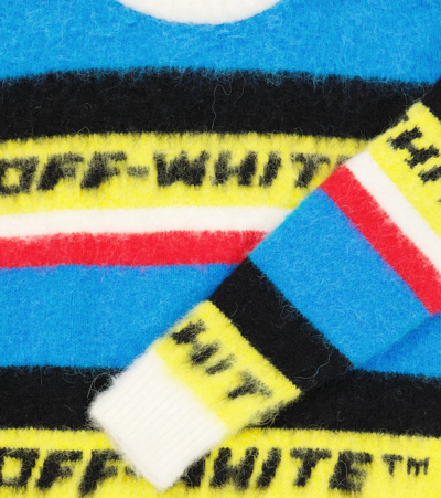 Shop Off-white Logo Striped Wool-blend Sweater In Multicolor Of