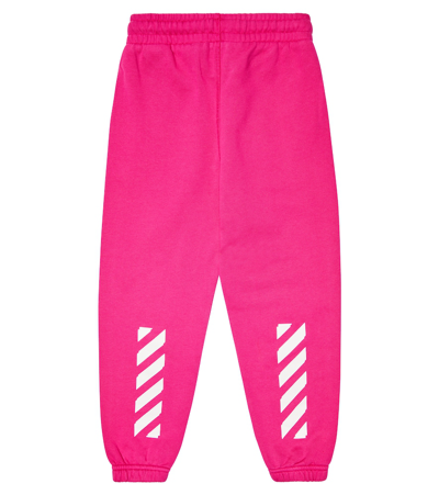 Shop Off-white Logo Cotton Jersey Sweatpants In Fuchsia White